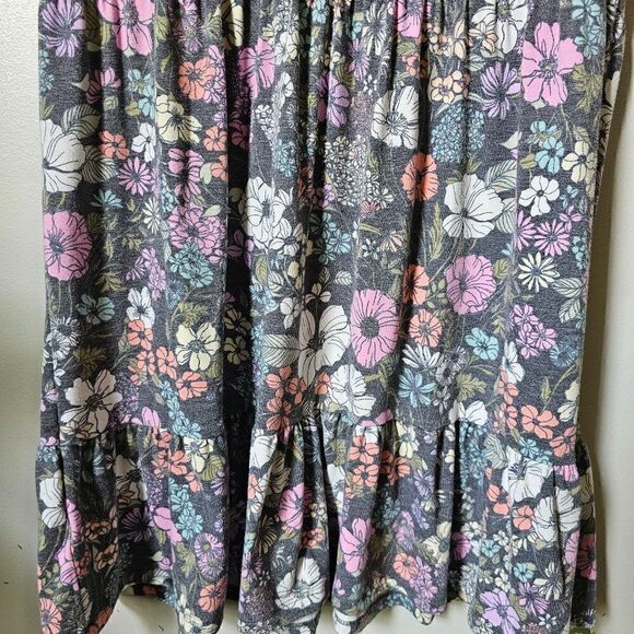EUC LILY WHITE FLORAL CREW NECK BABYDOLL TIERED DRESS SIZE L - Picture 2 of 14